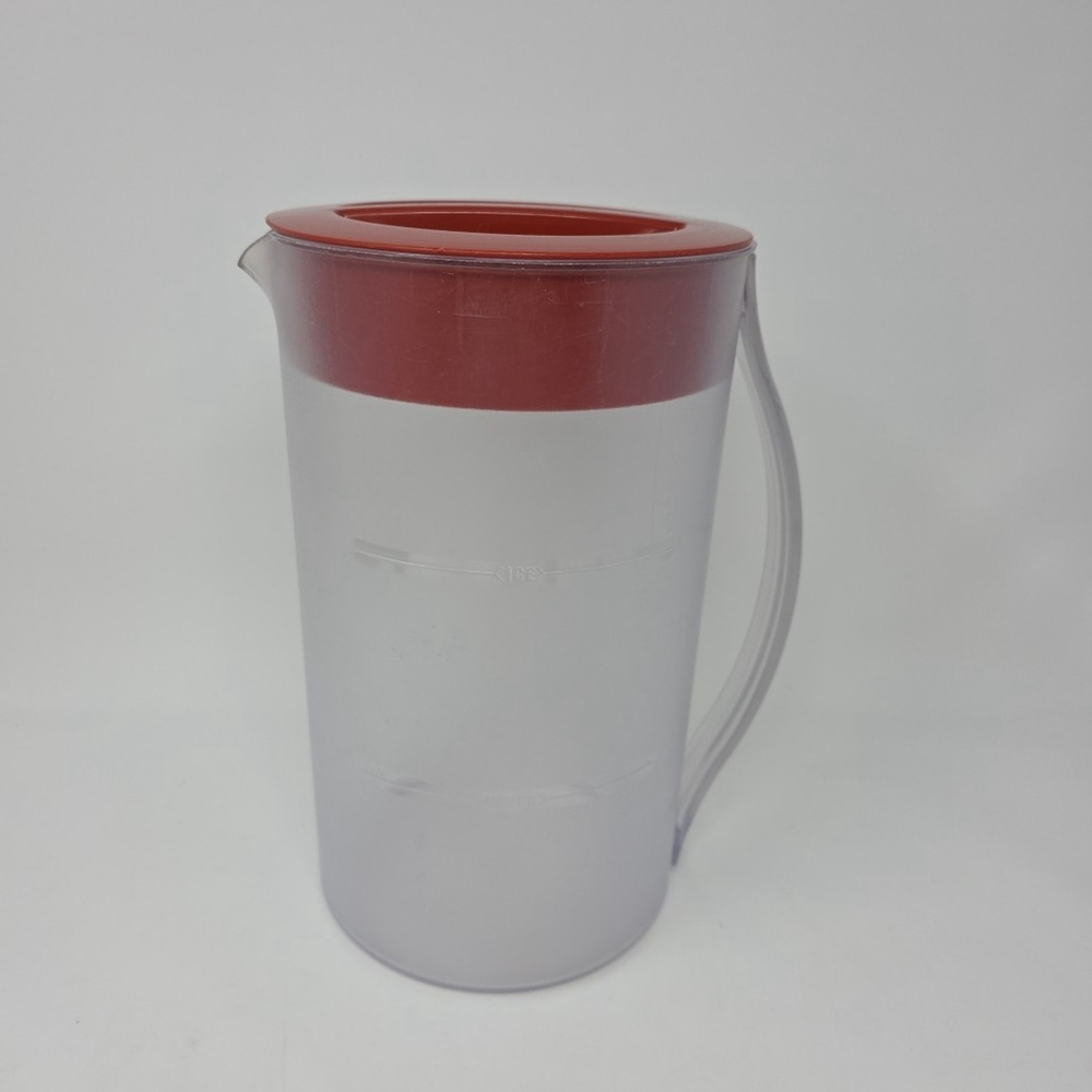 Mr Coffee Iced Tea Maker TM1 Replacement 2 Quart Pitcher ReAD Red Lid Frosted - Picture 2 of 14